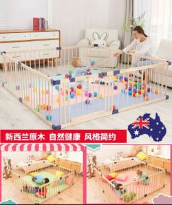 Indoor baby play area wood fence