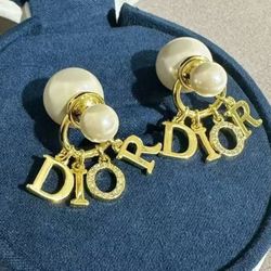 gold letter earrings, pearl earrings for women, 18k gold plated