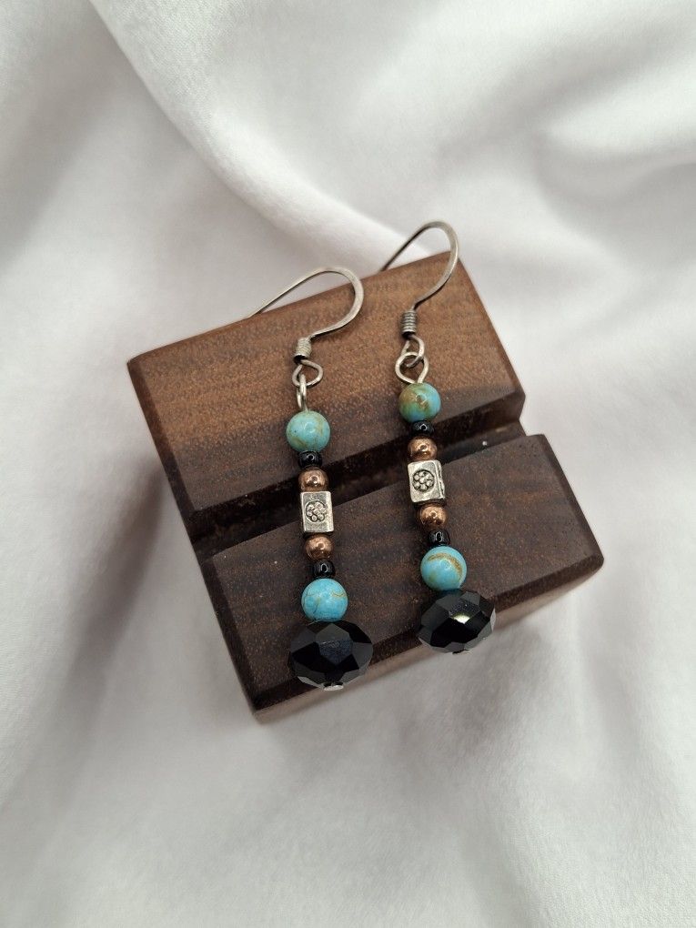 Vintage Silver Turquoise Dangle Earrings