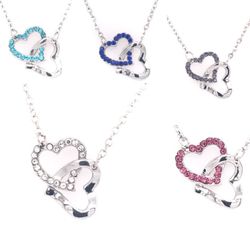 Two Linked Swarovski Hearts Necklace (BUY 2 GET 1 FREE)