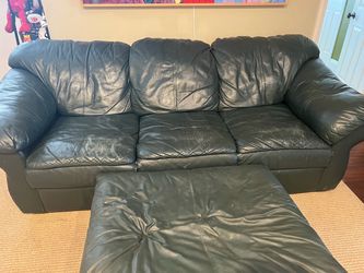 Green leather sofa bed
