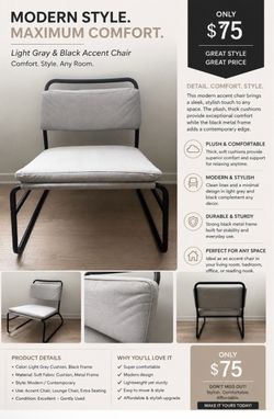 Like new light grey modern style accent chair