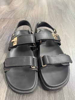Black Leather Sandals with Gold a new day brand