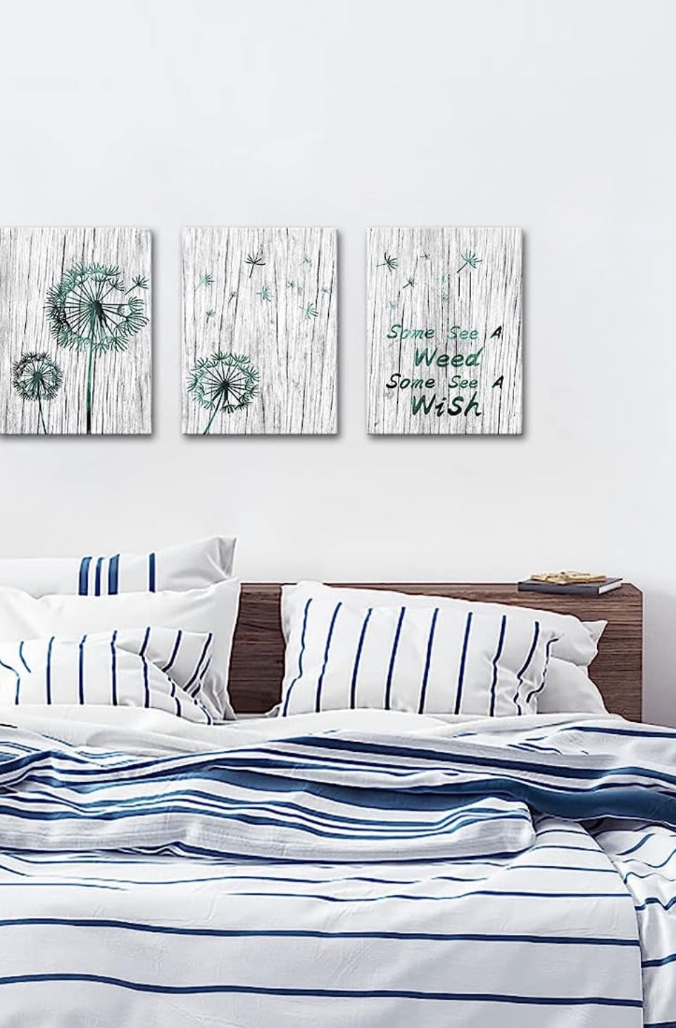 3 Pieces Rustic Bathroom Wall Decor Some See a Weed Some See a Wish Abstract Dandelion Inspirational Quote Artwork for Bedroom Home Decor