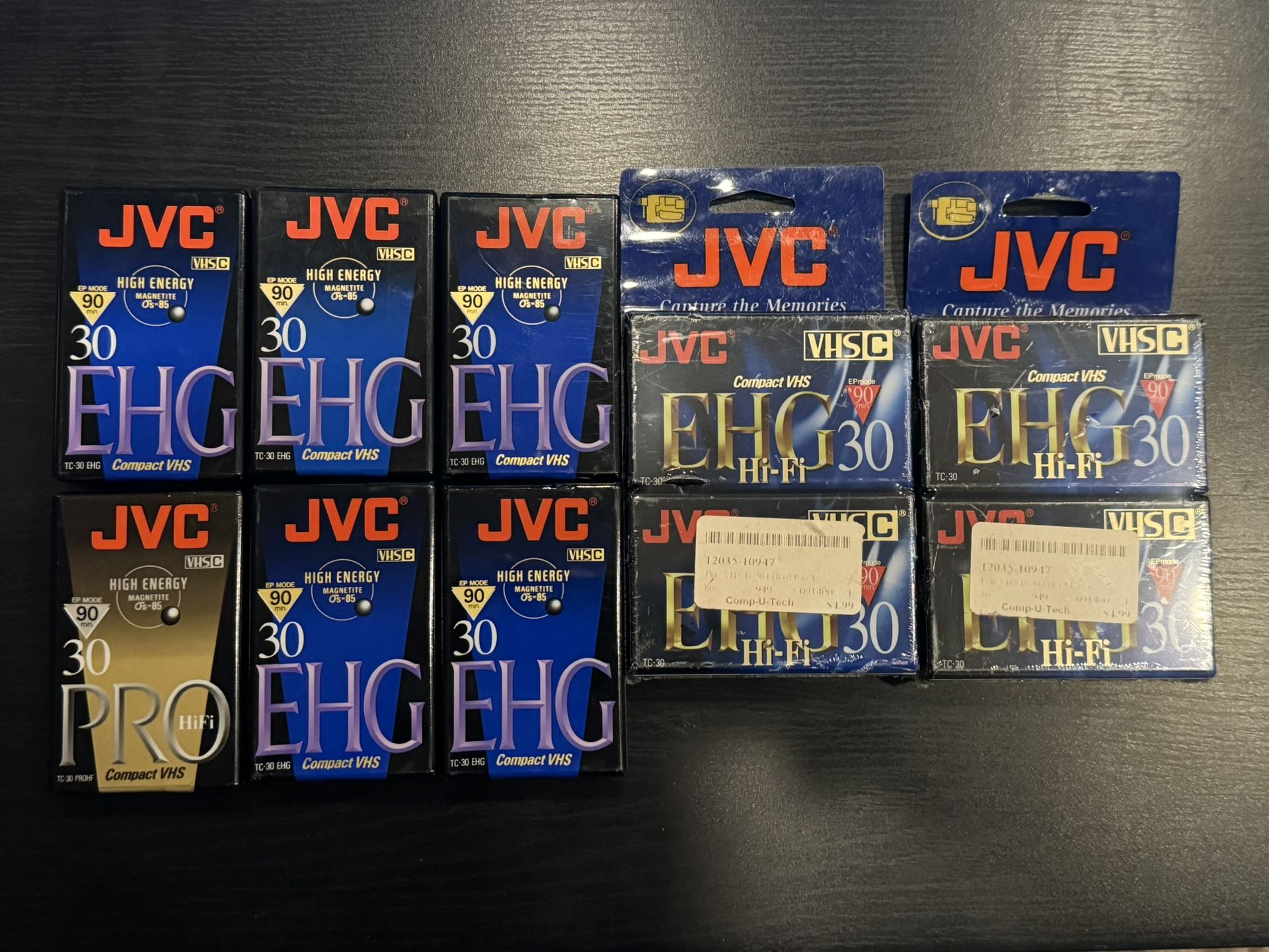 Lot Of 10 JVC Compact VHSC Blank Camcorder Tape - Sealed 90 Minutes TC-30 EHG