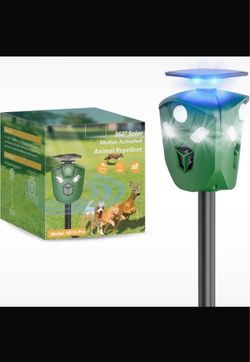 AR16 Pro Solar Ultrasonic Animal Repeller Outdoor 360° All Round Deer Deterrent