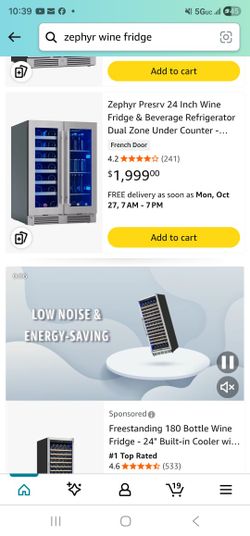 Zephyr Presrv 24 Inch Wine Fridge & Beverage Refrigerator Dual 