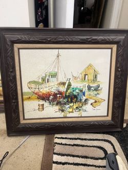 Origina MCM Nautical boat oil painting