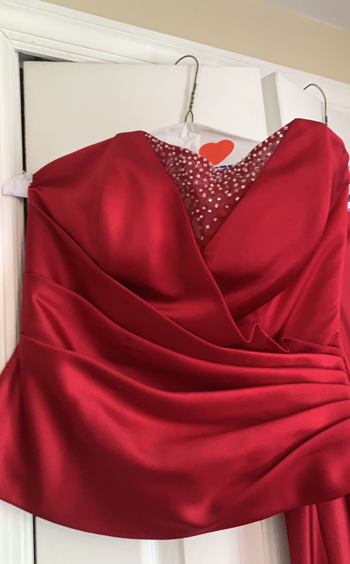 Cranberry Red Strapless Gown 2 Piece