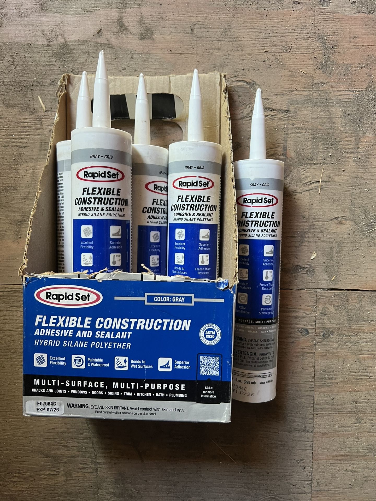 Rapid Set FLEXIBLE CONSTRUCTION ADHESIVE AND SEALANT HYBRID SILANE POLYETHER 10 Fl Oz Gray Color