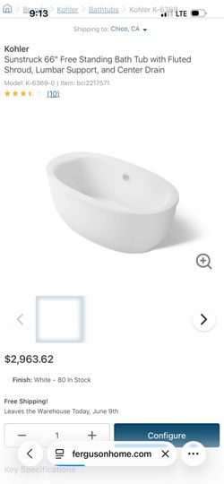 Kohler free standing tub