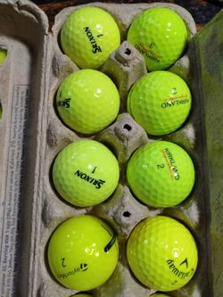 Yellow Golf Balls Mixed dozen (12) USED