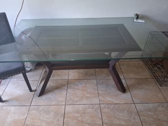 Glass Dining Table Wood Base