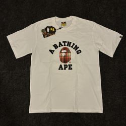 Small Head White Burberry Bape Tee 