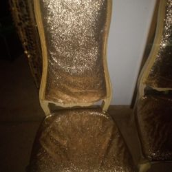 French Antique Beautiful Wood Cushion Chair (4 Available,