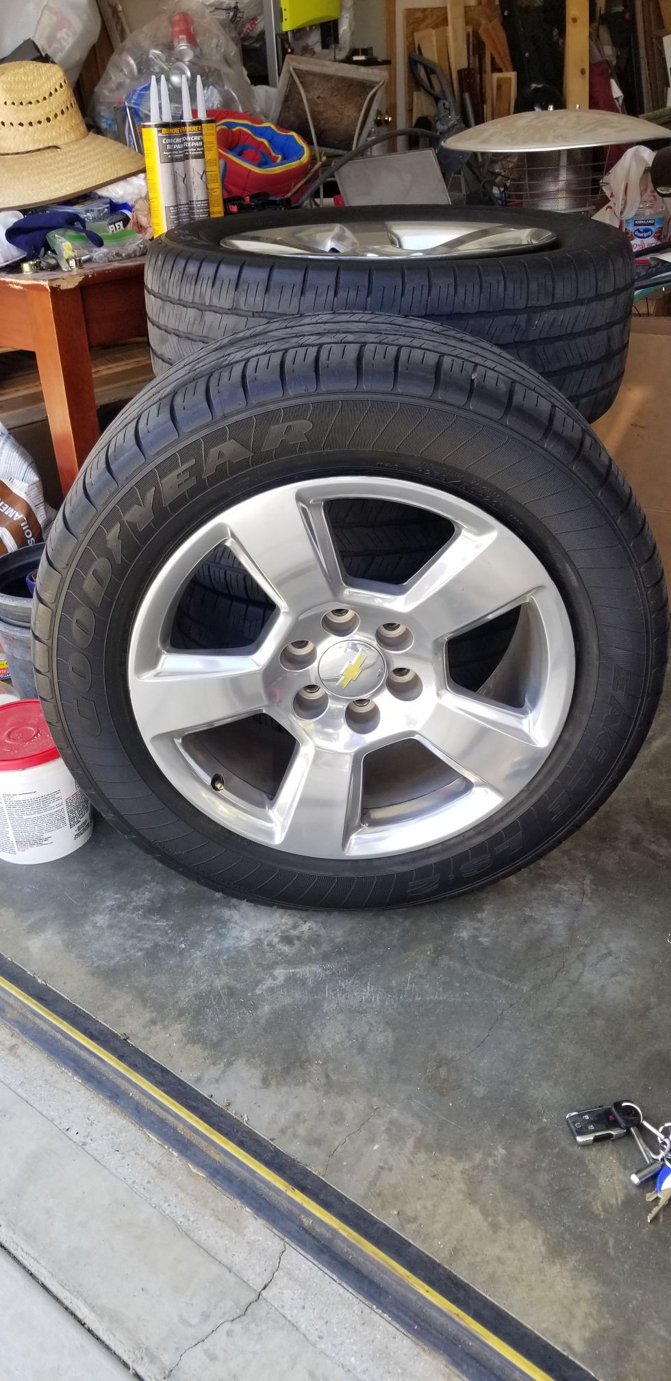 Stock 20" wheels with tires from 2014 Chevy Silverado 1500