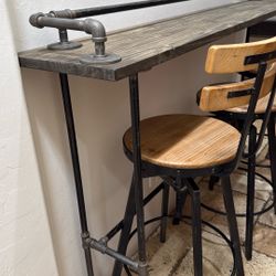 Rustic High Top Bar Table And Stools 