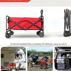 Collapsible folding utility wagon cart Collapsible Wagon Cart, Multipurpose Foldable Wagon with All-Terrain Universal Wheels, Portable Large Capacity 