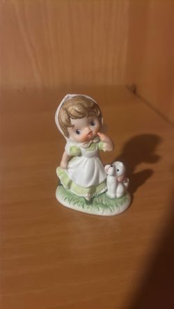 Porcelain Girl with Puppy Figurine