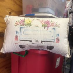 Cute Truck Bunny Throw Pillow