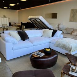 NEW ☁️ Restoration Hardware Cloud Sofa Couch Sectional Chaise With Reversible Ottoman 
