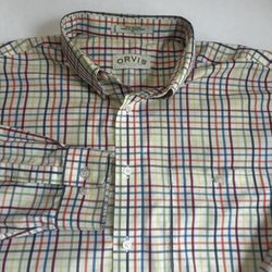 Orvis Men’s XL Rainbow Checkered 100% Cotton Long Sleeve Button Up Shirt