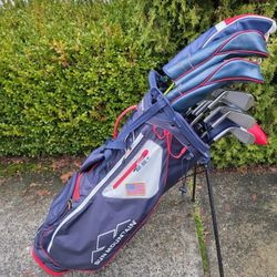 Premium Golf Club Set w/Bag USA Theme- Stiff Flex