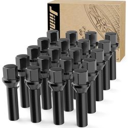 JiiinMiiin M14x1.5 Black Lug Bolts – 17mm Hex – 45mm Shank – 20P