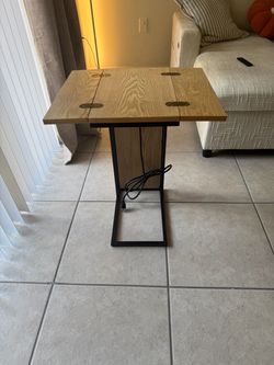 Expandable Side Table with Power Outlets & USB Ports