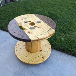 Spool Coffee Table On Casters