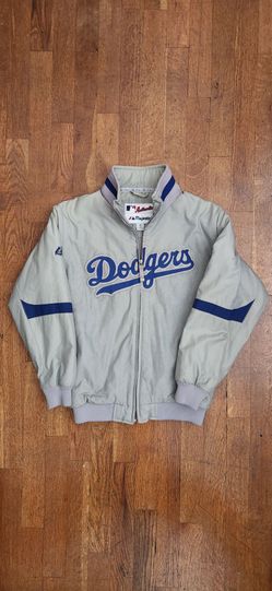 (Youth) Vintage LA Dodgers Majestic Grey/Blue Full Zip Jacket (Size: Medium)