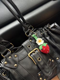 Crochet strawberry keychain