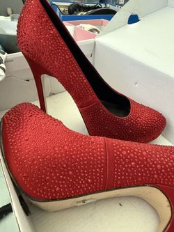 Aldo Red rhinestone high heels, size 7