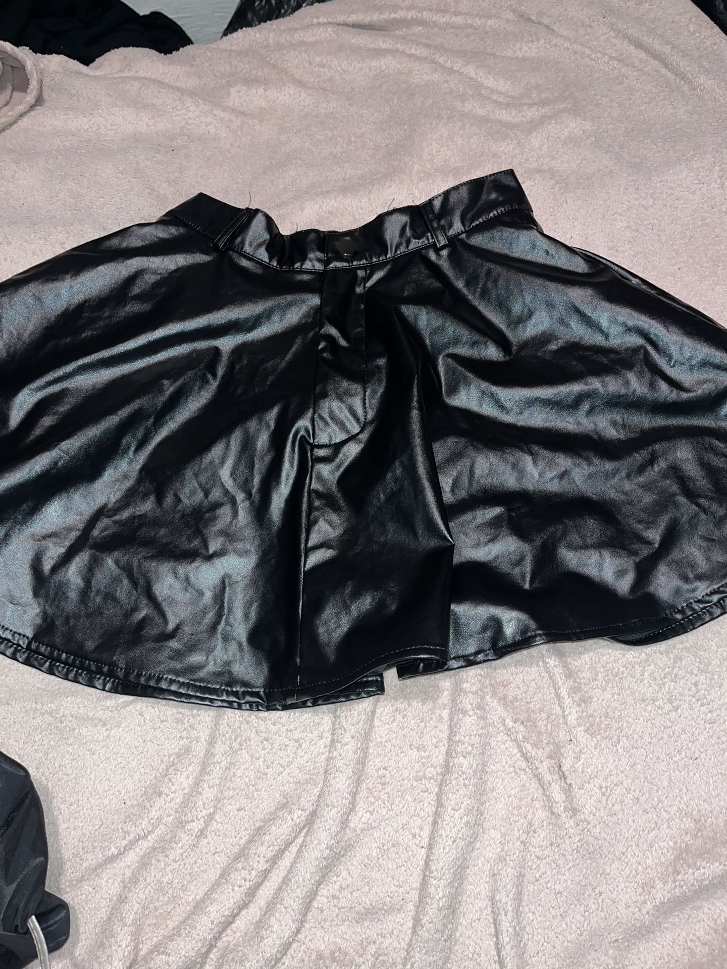 Black SHEIN faux leather mini skirt