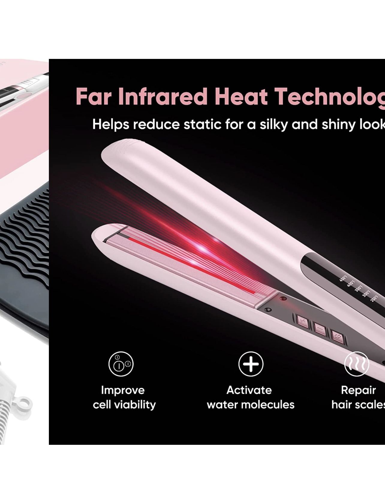 Flat Iron Hair Straightener and Curler 2 in 1 with Infrared Light Therapy, 1 Inch Professional Ceramic Straightening Curling Iron with 10s Fast Heatin