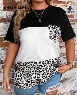 Leopard , White & Black Block - Size 1x