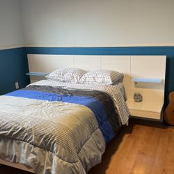 Full Size Bed With Headboard,  Drawers And Lighted Shelves