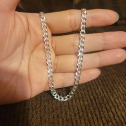 Italy 925 Solid Sterling Silver Diamond Cut Cuban Link Chain for Men Women 24" Plata Italiana 925 Cadena Cubana Corte de Diamante Unisex 24"