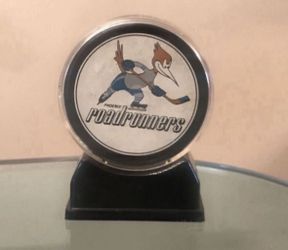 Vintage Phoenix Roadrunners Official Hockey Puck IHL Display Case Made In Czech Republic 