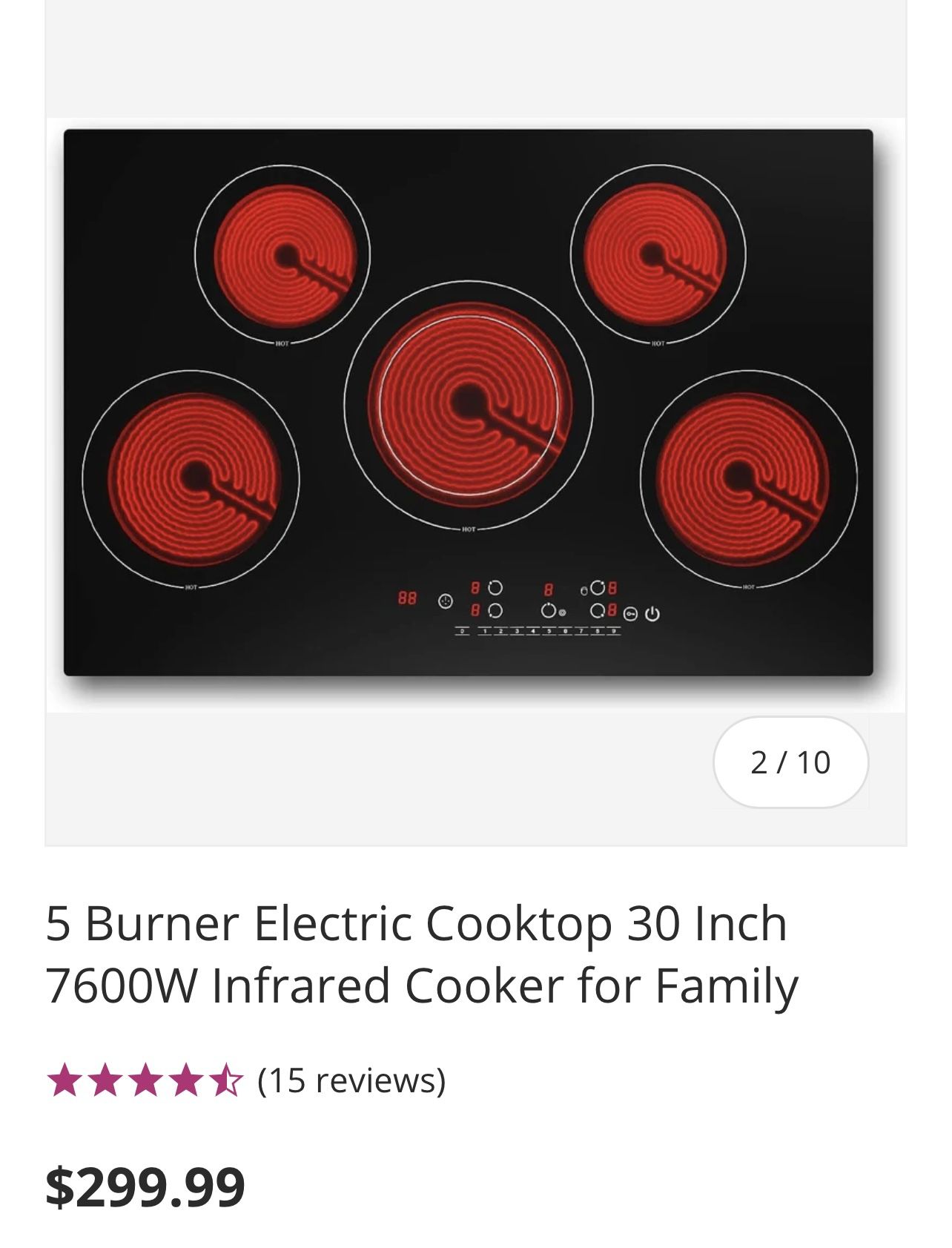 Brand New 30 inch Five Burner Electric Stove Top