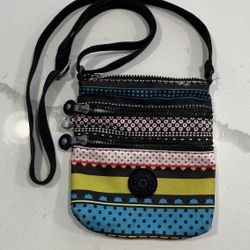 Kipling Mini Crossbody Shoulder Multicolored Bag Purse Striped Polka Dots