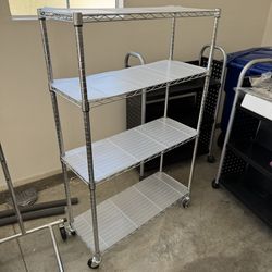 Heavy Duty Metal Rack Shelf Unit with Wheels and Shelf Cover Very Good Condition 