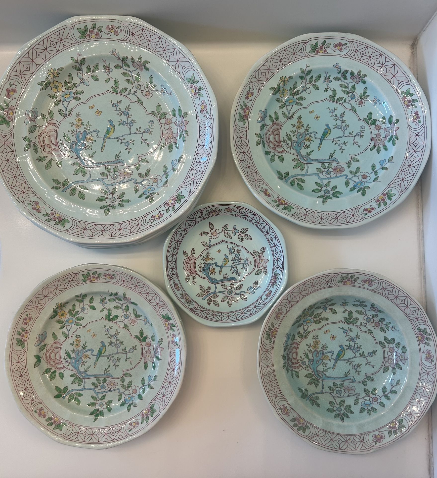 11 Piece Vintage Adams Calyx Ware #2744 Singapore Bird,