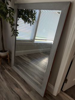 Large Wall Mirror with Gray Wood Frame