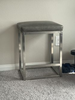 Faux Leather Silver Gray Modern Bar Stool