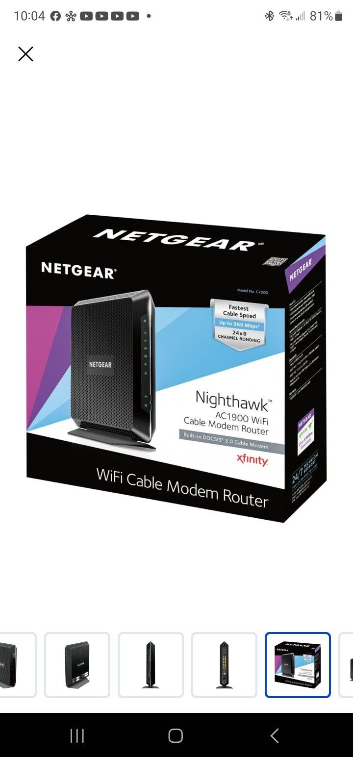 Netgear NIGHTHAWK AC1900 WiFi Cable Modem Router
