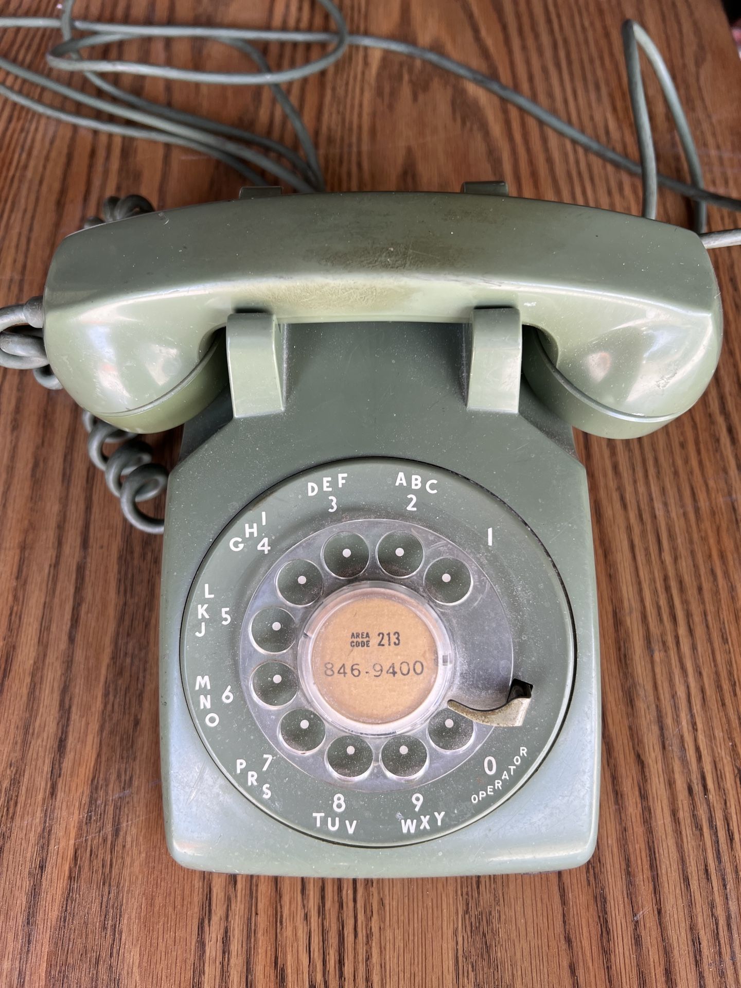 Vintage Avocado Green Rotary Phone telephone