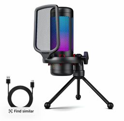 TONOR TC310 USB Streaming Gaming Microphone for PC, PS4/PS5, RGB Lighting