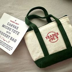 Micro mini Green Canvas Tote With Bag Inside, New 