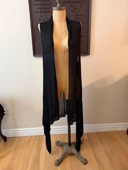 New BEBE Long Shawl Sweater Vest Tunic Small